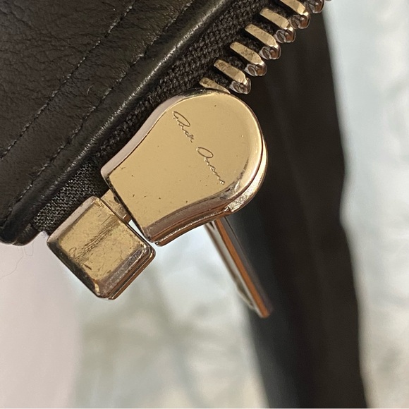 RICK OWENS BLACK LEATHER SILVER ZIP UP MOTORCYCLE MOTO BIKER JACKET - Picture 14 of 16